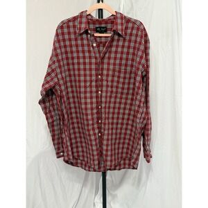 Eddie Bauer Flannel Shirt Mens Size XL Tall 100%  Cotton Long Sleeve Red Plaid